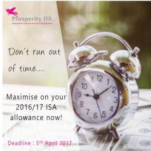Don't lose your 2016/17 Tax Free ISA Allowance